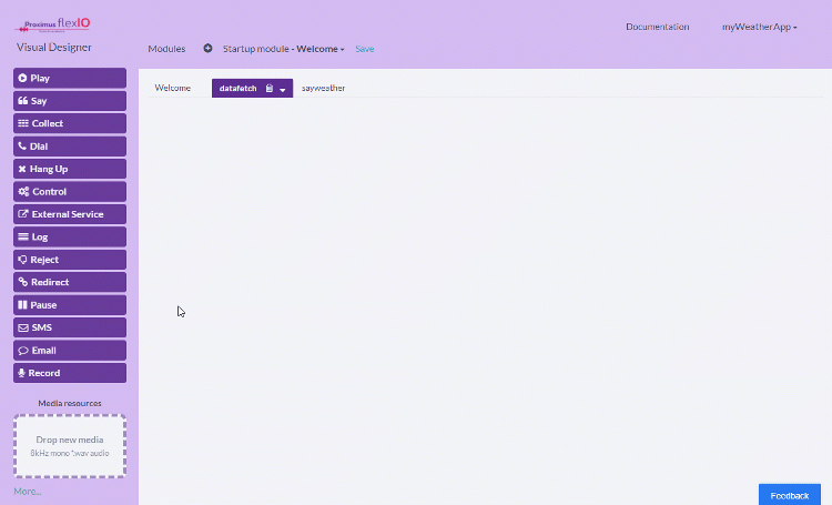 Fetching external weather data from the FlexIO Visual Designer