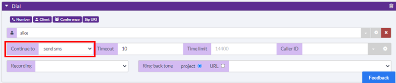 Configure SMS sending if second dial attempt fails in the call cascading scenario