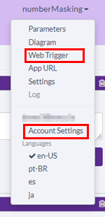 Account settings and web trigger