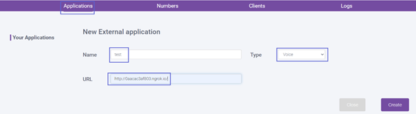 Creating a new application in the FlexIO console
