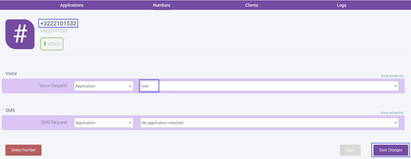 Assigning your FlexIO phone number to your new node.js application